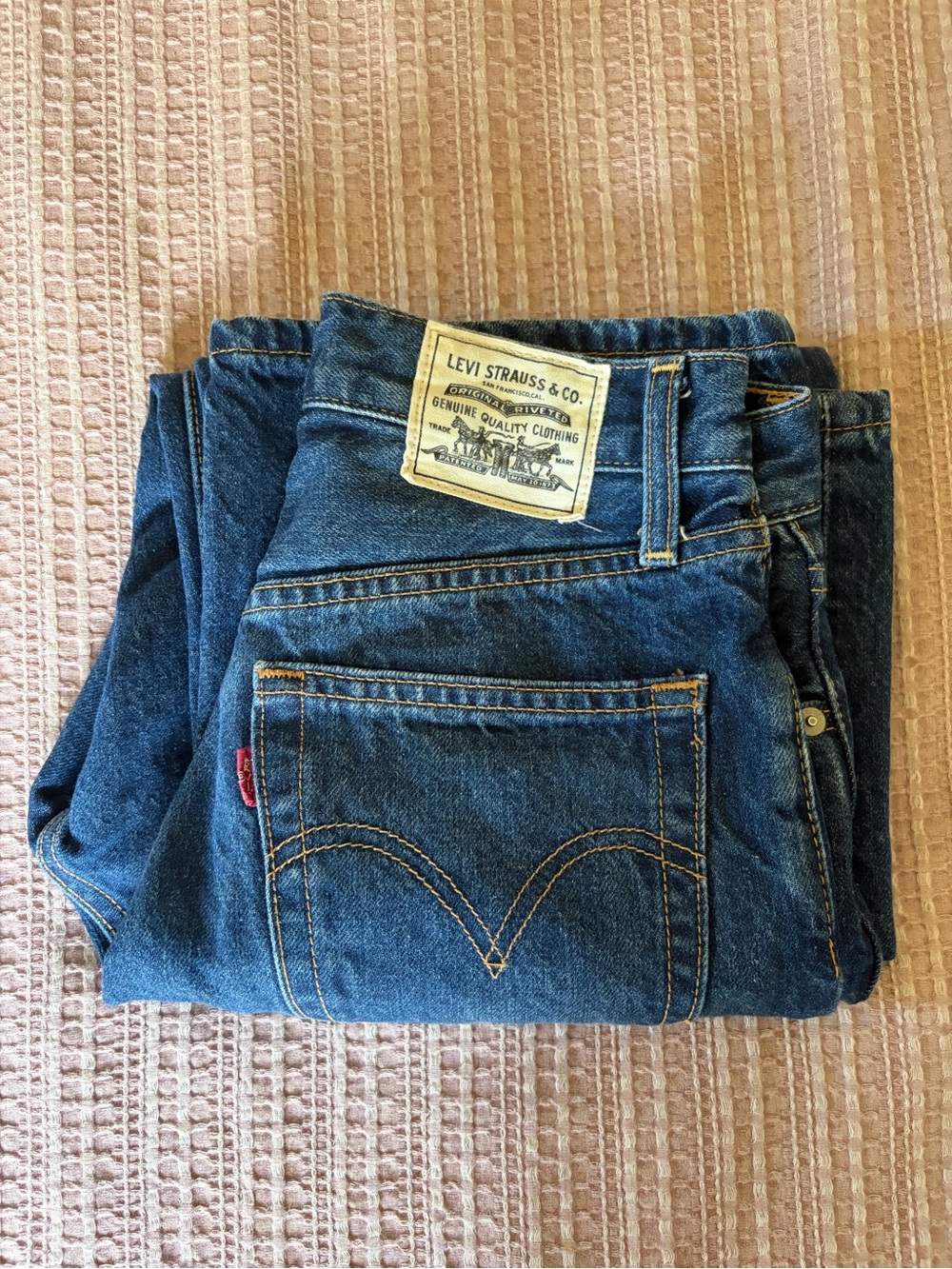 Levi Strauss Ribcage Straight Dark Wash Cropped Jeans